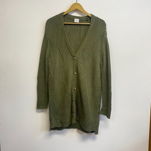 Cabi Olive Green Aerial Chunky Knit Cardigan Sweater - Picture 3 of 11